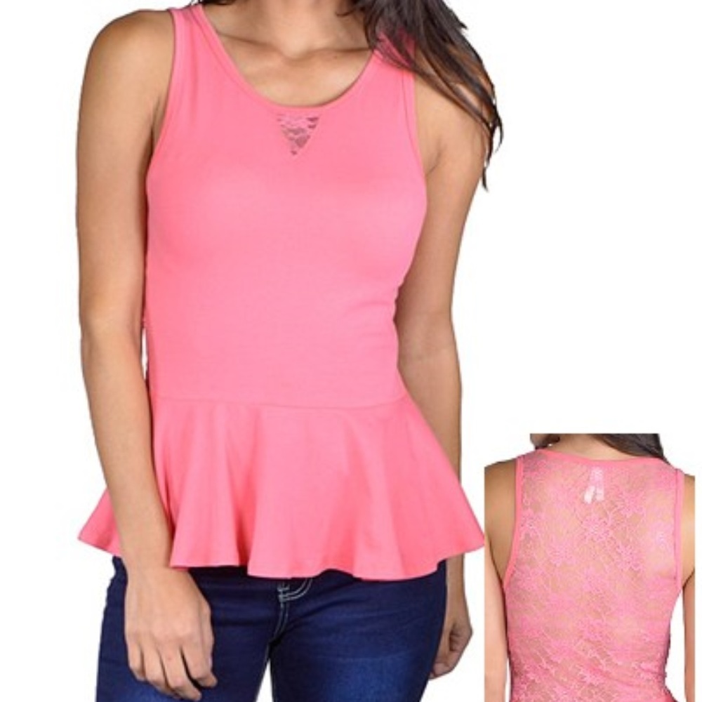 Pretty In Pink Cotton Spandex Stretchy SleevelessTop - Picture 3 of 4